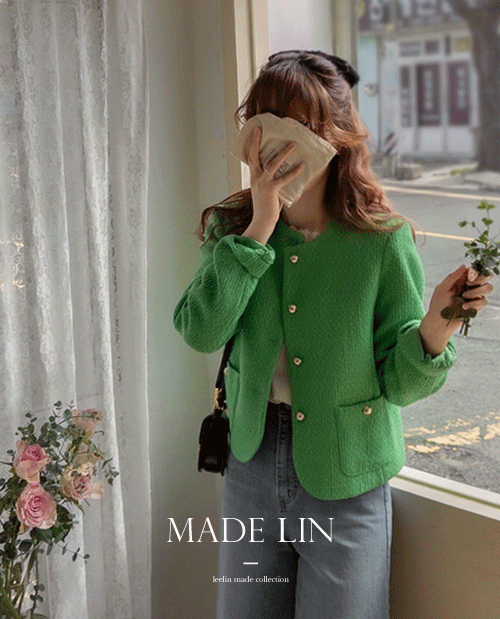 leelin - [[신상특가 2만200원 할인]MADE LIN멜로망스 싱그런 봄트위드 골드버튼 엣지자켓[size:F(55~66)]]♡韓國女裝外套