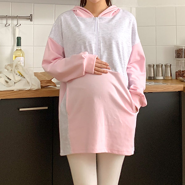 soim - [임부복*루루배색후드 임산부티셔츠(수유가능)]♡韓國孕婦上衣
