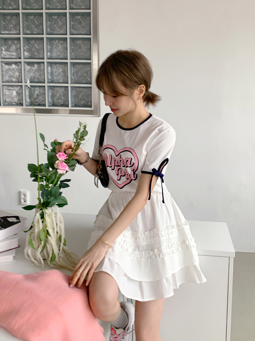 miamasvin - 알피아 리본 하트 티셔츠♡韓國女裝上衣