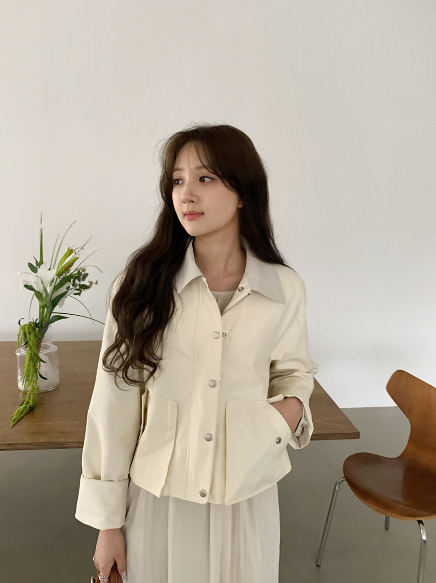 miamasvin - 블러쉬 배색 점퍼♡韓國女裝外套