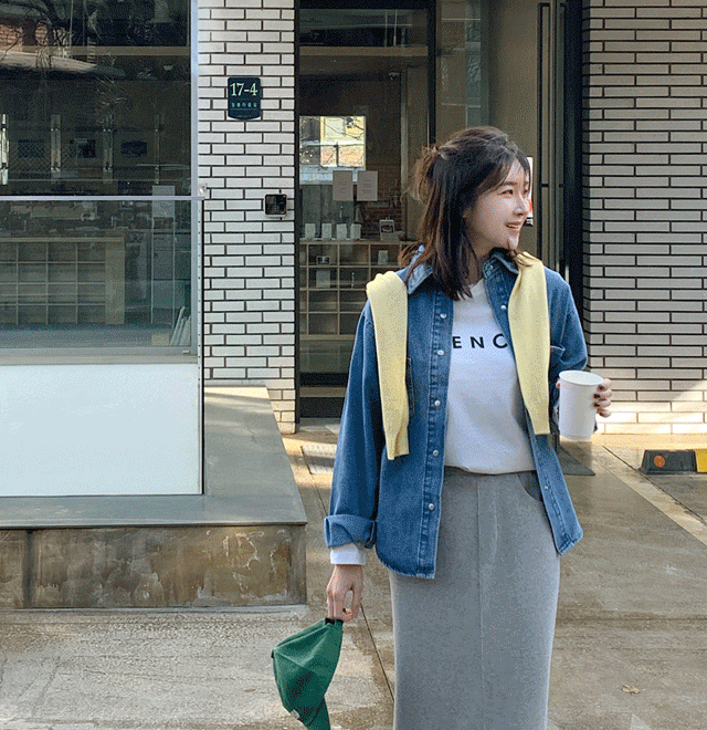 mayblue-[포켓 스냅 데님 셔츠자켓]♡韓國女裝上衣