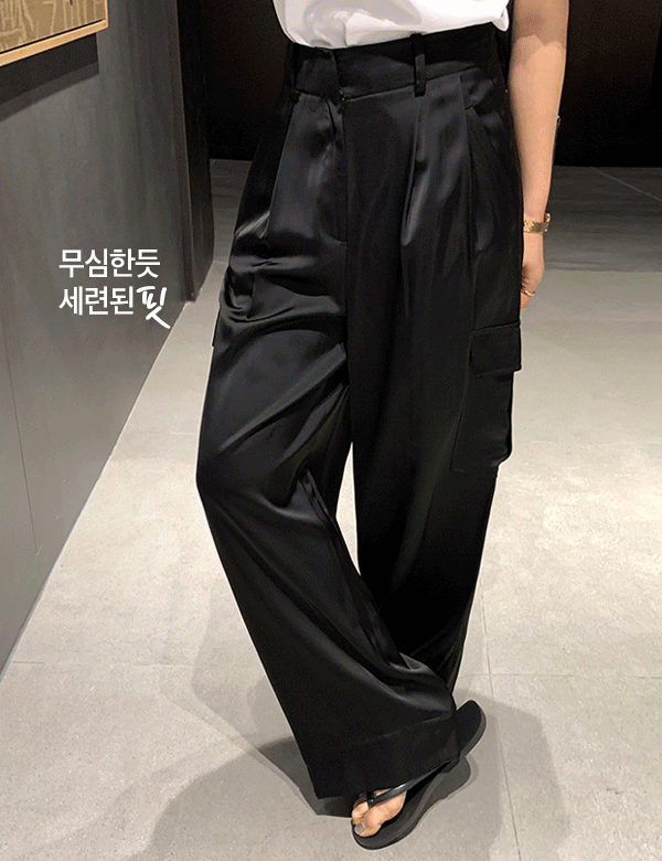 NIBBUNS - [니쁜스단독제작30%할인][프리미엄퀄리티]명품핏 카고 핀턱 새틴슬랙♡韓國女裝褲
