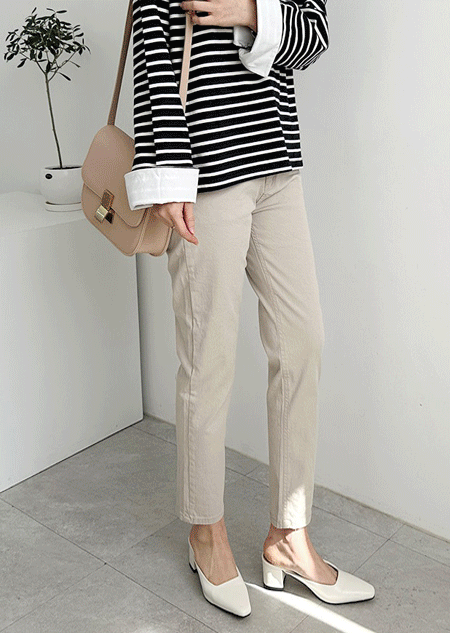misharp - 그레인 스판 일자 밴딩 면팬츠 (2 color)♡韓國女裝褲