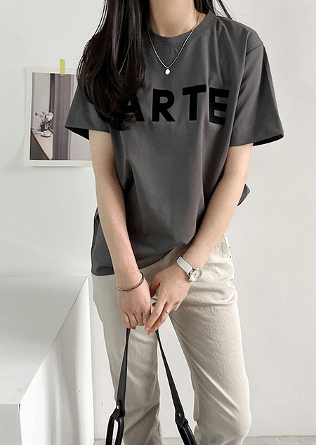 misharp - 아르테 레터링 반팔 티셔츠 (2 color)♡韓國女裝上衣
