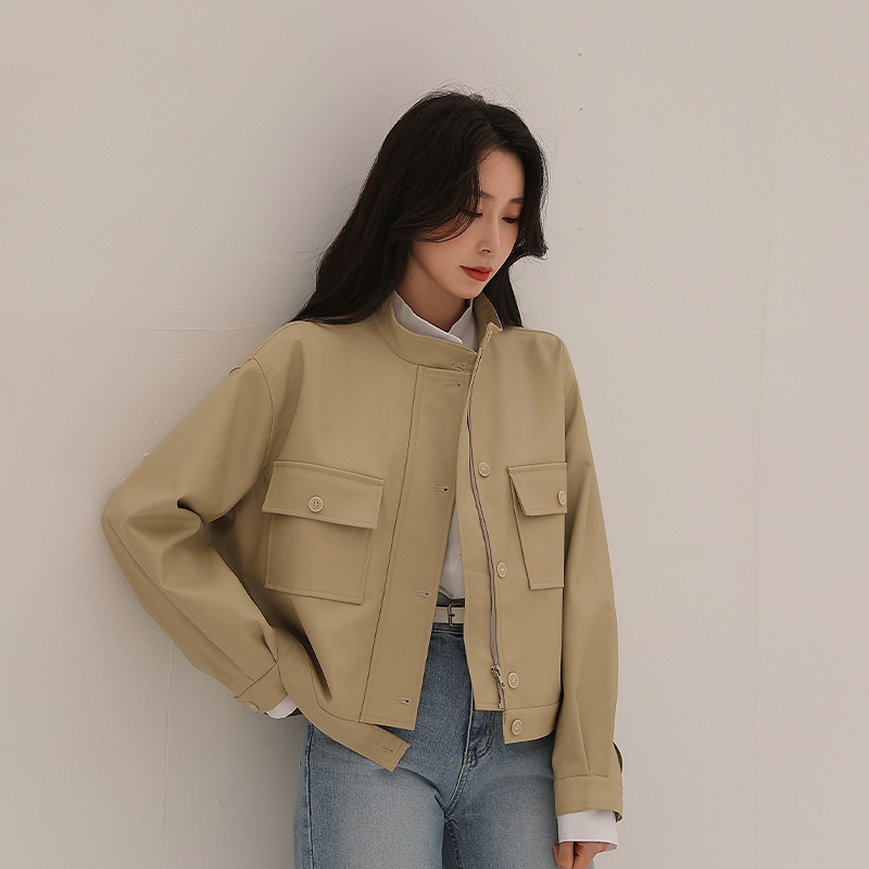 chicfox - 산파울로 투플랩포켓 차이나 레더 자켓♡韓國女裝外套