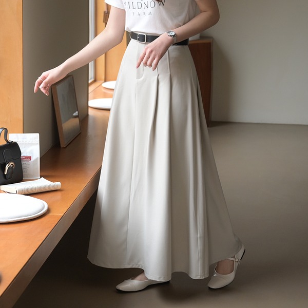 DailyN - [봄신상] 셀레나 롱 플리츠 봄 가을 벨트 핀턱 스커트♡韓國女裝裙