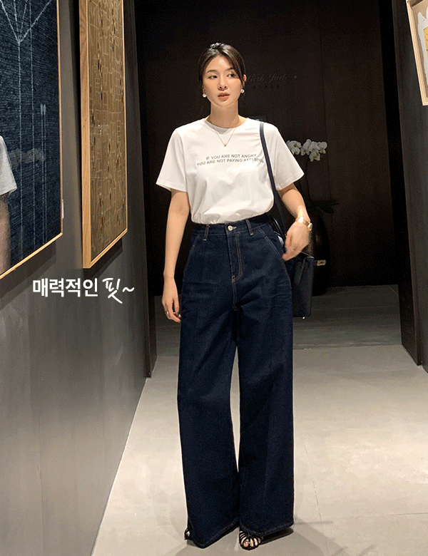 NIBBUNS - [니쁜스단독제작20%할인]프리미엄퀄리티 명품핏 레직기 세미와이드 생지데님팬츠♡韓國女裝褲